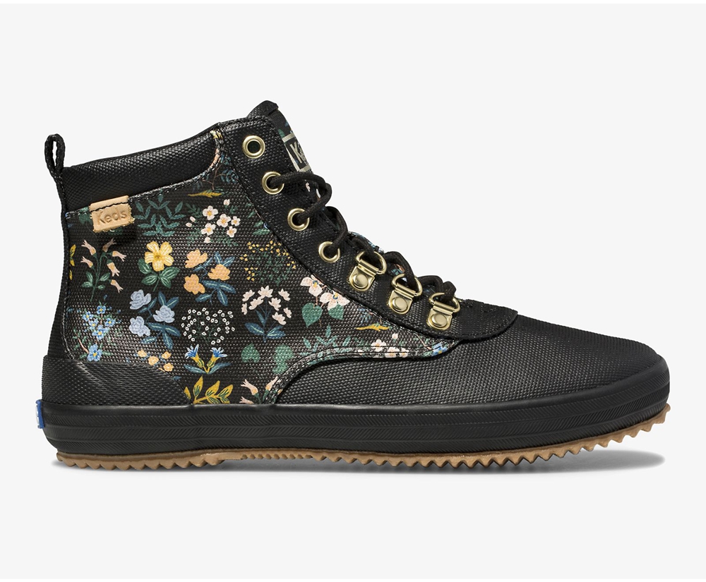 Keds Womens Boots Black - Rifle Paper Co. Scout Water-Resistant Canvas Wildflower - 589YBDSPK